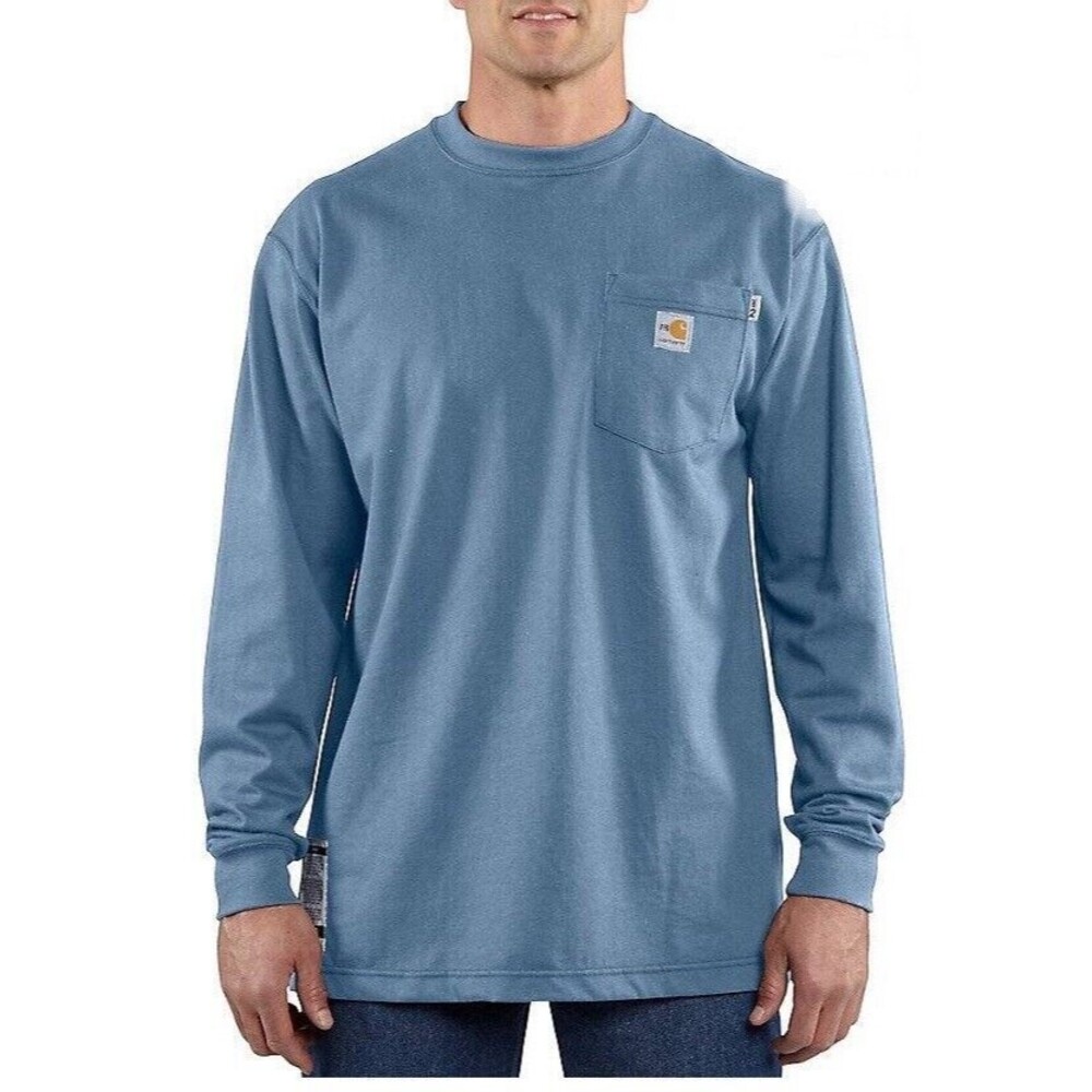 Carhartt FR Shirt Mens XXL Light Blue Fire Resistant  Long Sleeve Cat2 2XL
